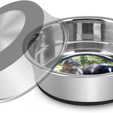 Stainless steel non-slip pet food bowl