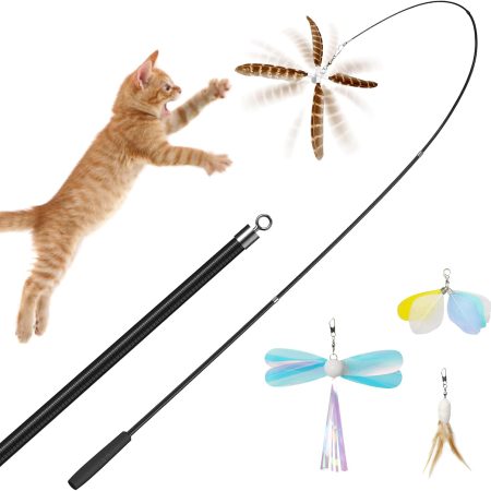 60-inch retractable feather cat wand toy