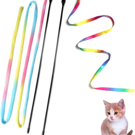 Colorful ribbon cat wand toys (2-pack)