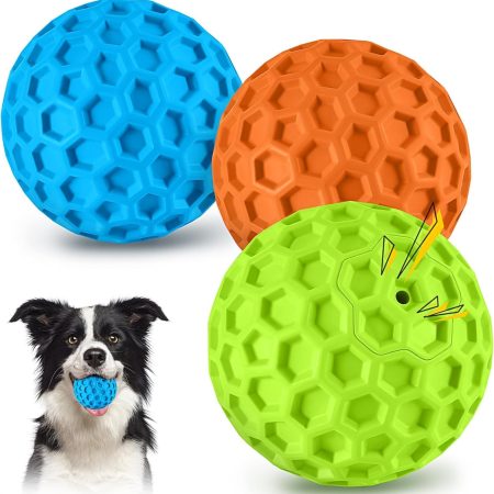 3-Color Bite-Resistant Rubber Squeaky Ball